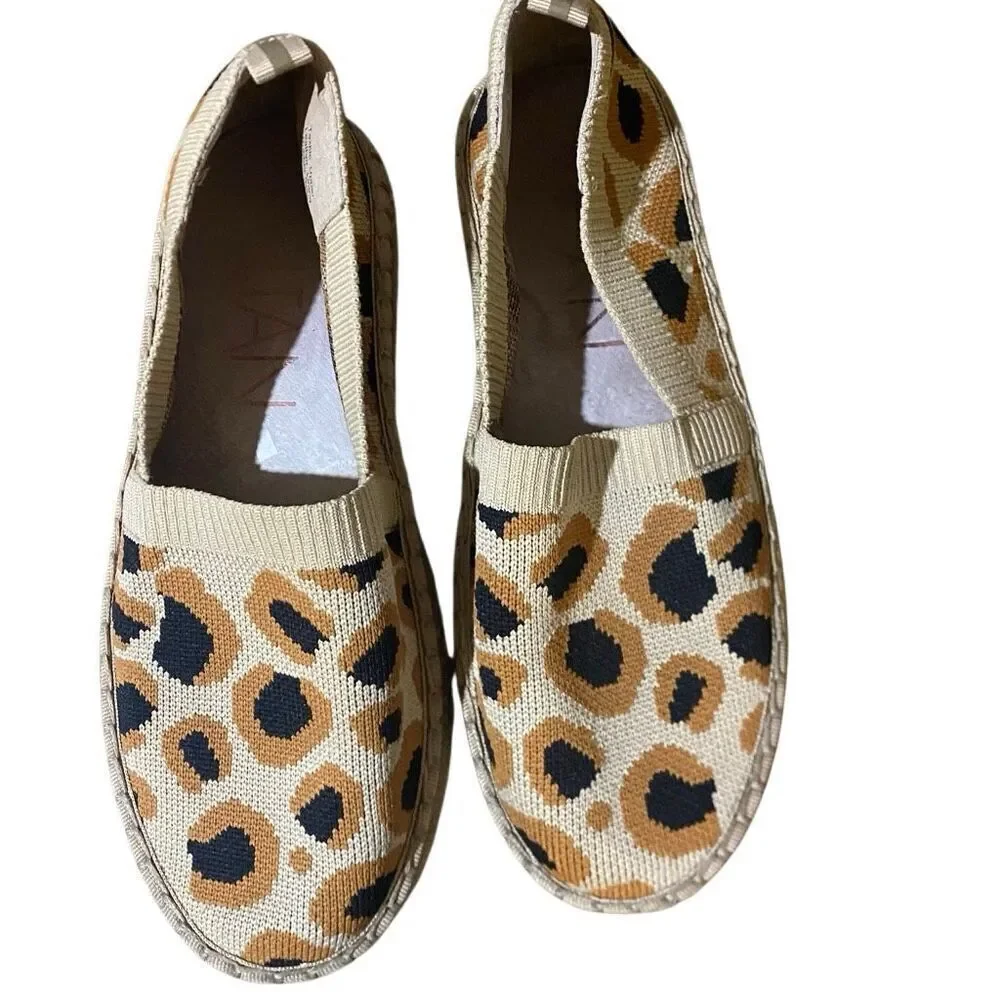 Deltan Hensley Leopard Print Flyknit Espadrille Flats size 7M